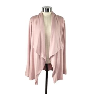Bobeau Women's Pink Jersey Knit Open Waterfall Cardigan Sweater Size S Pink
